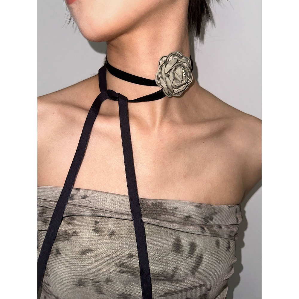 Vòng Cổ Dây Xích Tùy Chỉnh Màu Xám Trắng Trà Thời Trang Đơn Giản