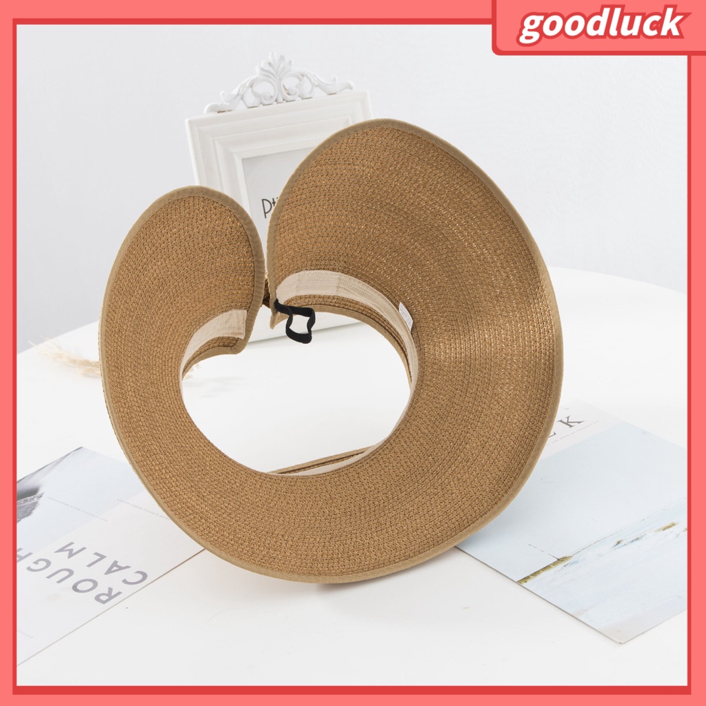 Mũ Chống Nắng Rộng Vành Hở Chóp Hấp Thụ Mồ Hôi Đính Nơ Sau Lưng