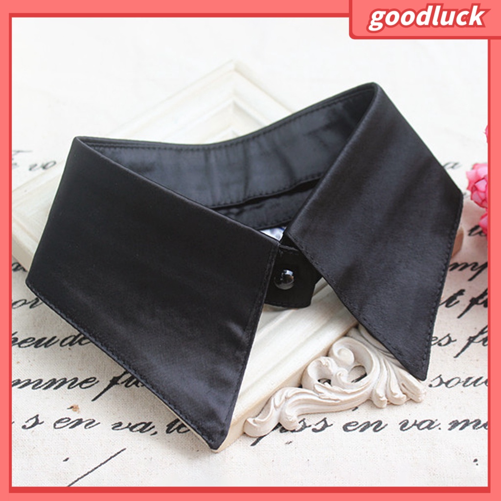 Cổ Áo Sơ Mi Giả Mỏng Màu Trơn Đính Nút Ngọc Trai Nhân Tạo Có Thể Tháo Rời