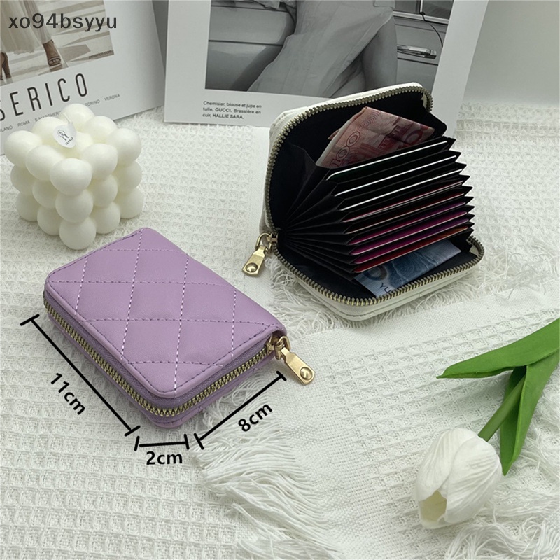 Ví Da PU Dáng Ngắn xo94bsyyu Đựng Tiền Xu Có Khóa Kéo Thêu Họa Tiết Hình Thoi Dễ Thương Cho Nữ