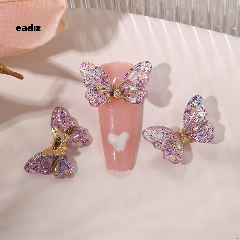 Set 10 Phụ Kiện Trang Trí Móng Tay Hình Bướm 3D Bằng Nhựa Resin DIY