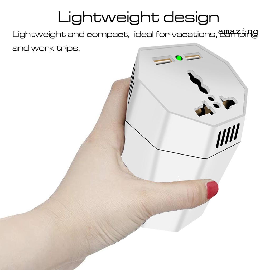 Bộ Chuyển Đổi Nguồn Điện AC USB Kép Thông Dụng Cho Xe Hơi DC 12V Sang 110V AC / Máy Tính Bảng