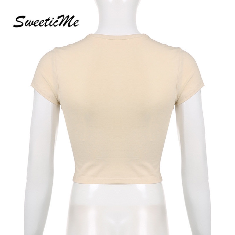 Áo Thun Crop Top Tay Ngắn Cổ Tròn In Chữ Thời Trang 2023 Dành Cho Nữ
