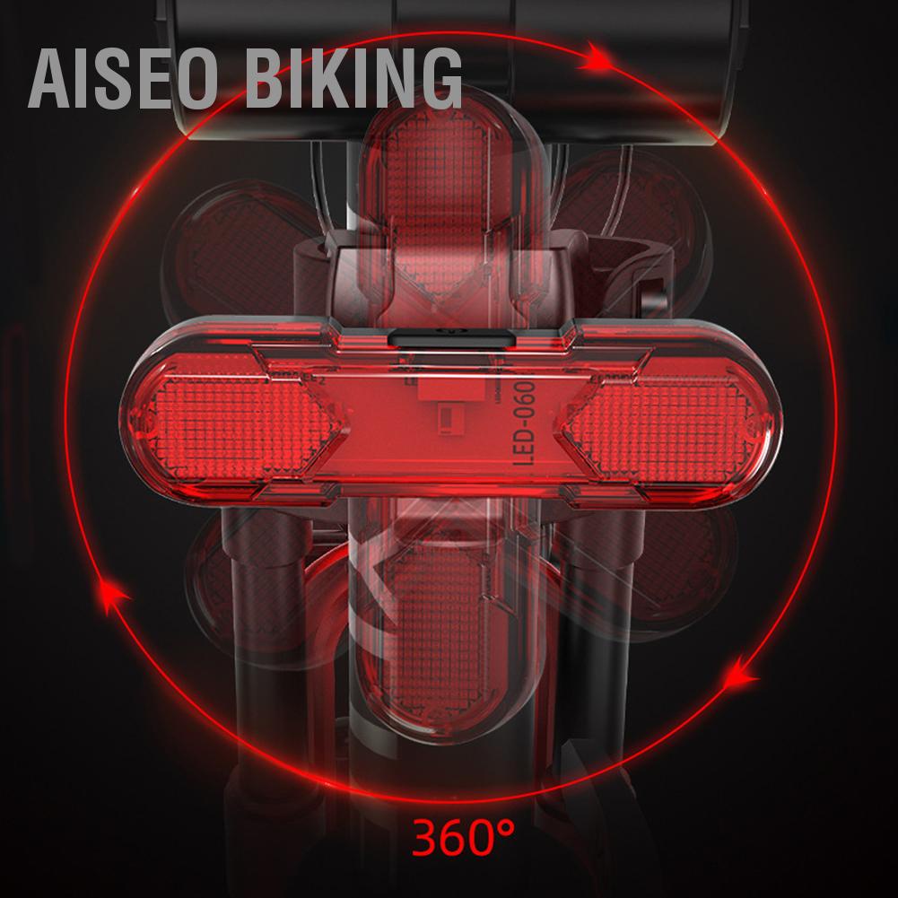 Đèn hậu xe đạp thể thao LED Sạc USB  Đèn hậu nháy cảnh báo  siêu sáng Aiseo Biking