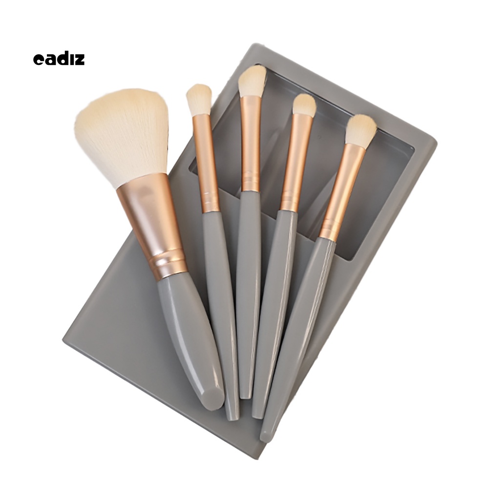 Bộ 5 Cọ Trang Điểm Với Gương Và Tay Cầm Chống Trượt Mềm Mại Dễ Dàng Mang Theo