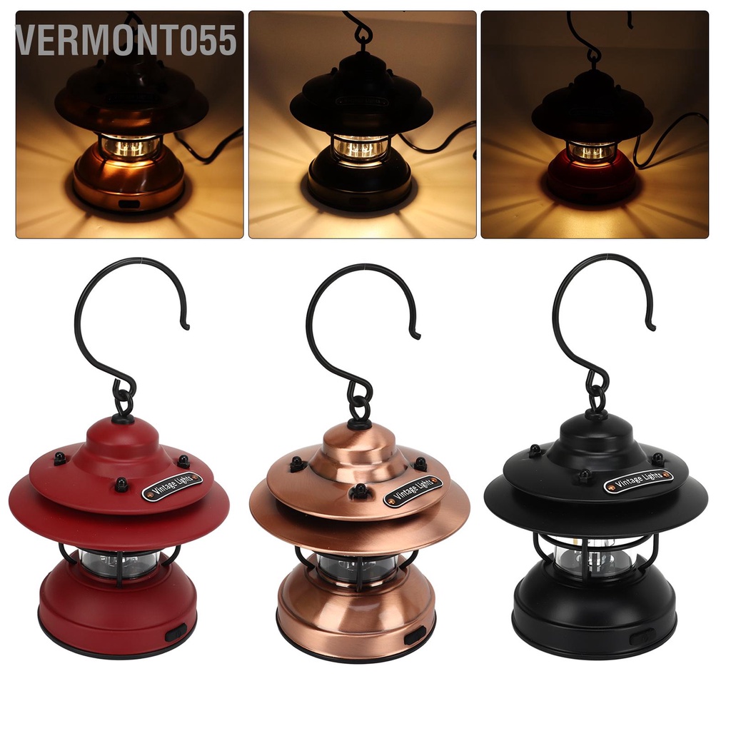 Vermont055 Đèn Lồng Cắm Trại Vintage Chống Nước IPX4 LED 35‑100lm Di Động Phong Cách Retro Treo Dành Cho Ngoài Trời