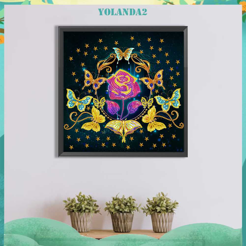 Tranh Đính Đá Hình Cánh Bướm 5D Nghệ Thuật Tự Làm Thủ Công Treo Trang Trí Nội Thất