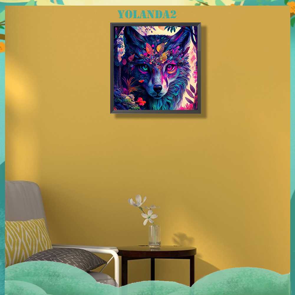 Tranh Đính Đá Kim Cương Toàn Bộ 5D DIY Hình Vẽ Sói Trang Trí Nhà Cửa