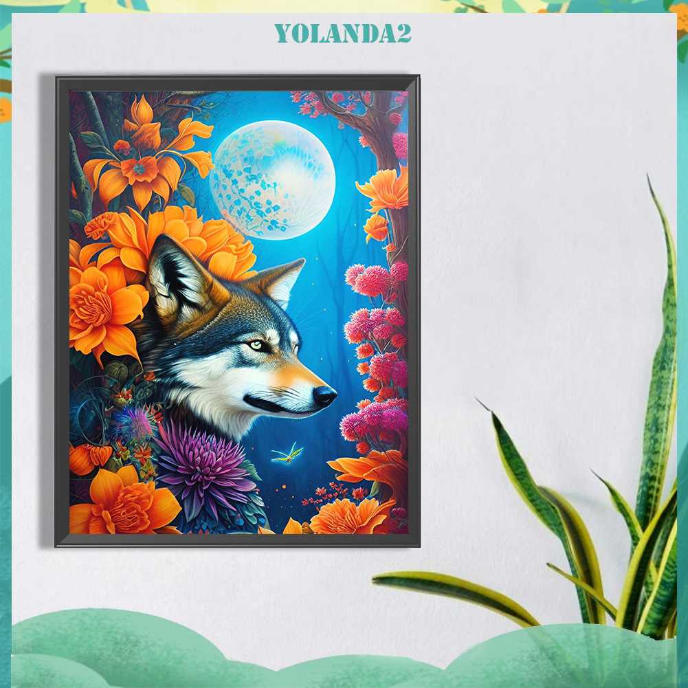 Tranh Đính Đá Kim Cương Toàn Bộ 5D DIY Hình Vẽ Sói Trang Trí Nhà Cửa
