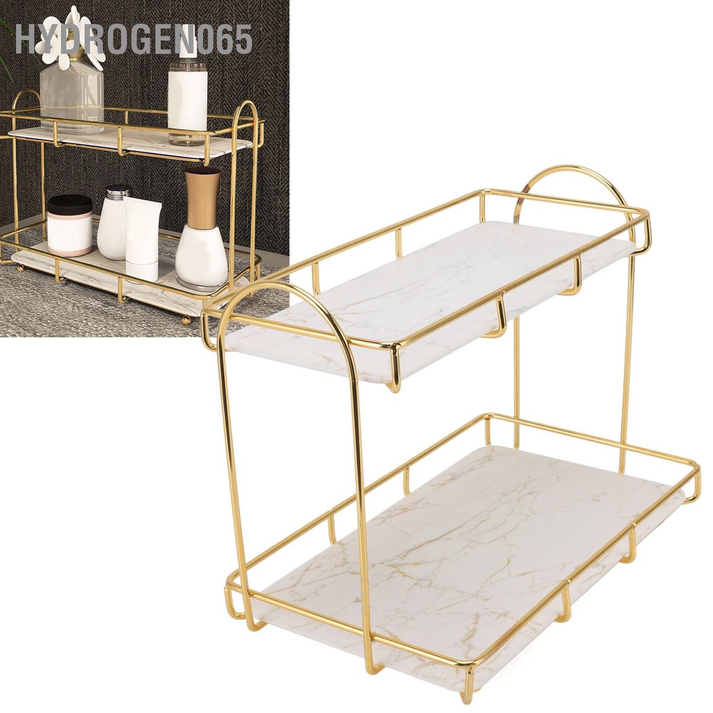 Hydrogen065 Phòng Tắm Giá Để Đồ Vàng Trắng 2 Tầng Kệ Trang Điểm Cấu Trúc Nhân Tạo Chống Trơn Trượt Bộ Đếm