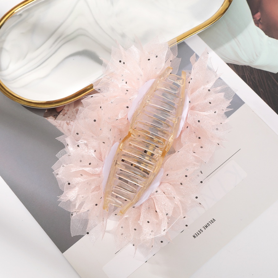 Kẹp Tóc Đuôi Ngựa Bằng Acrylic Hình Hoa Lưới Đính Kim Cương Phong Cách Hàn Quốc