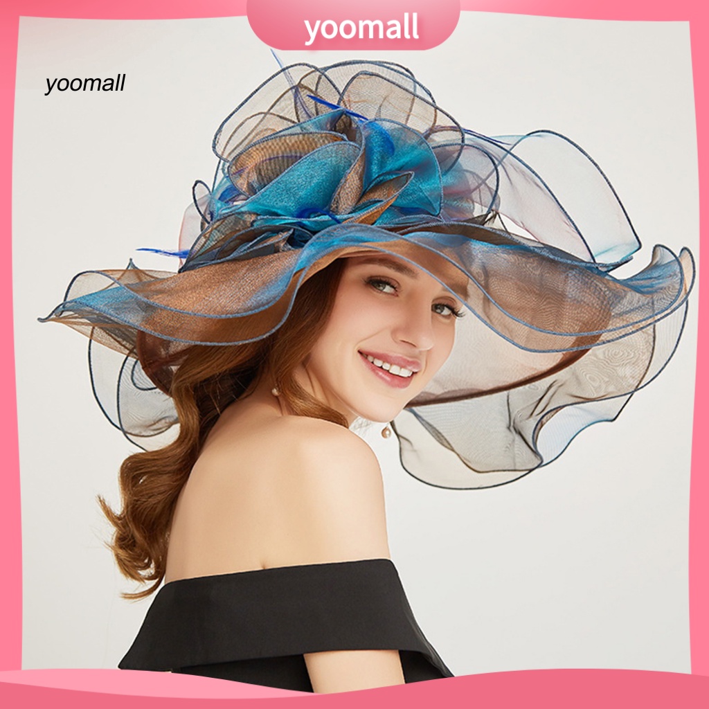 Mũ Lưỡi Trai Chống Nắng Viền Lưới Nhiều Lớp Nhìn Xuyên Thấu Chống Tia UV Trang Trí Hoa Cho Nữ