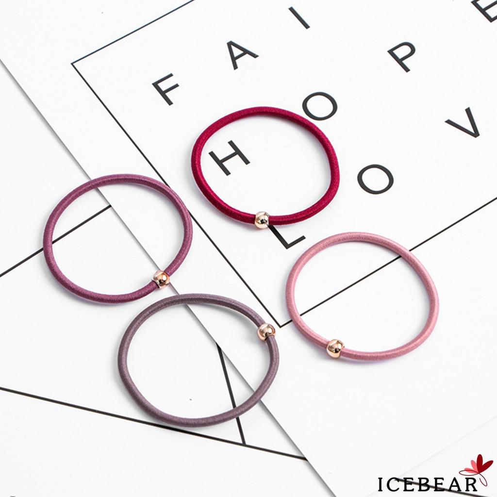 Dây Buộc Tóc Cao Su Co Giãn Đính Hạt Vàng Đơn Giản Cho Nữ