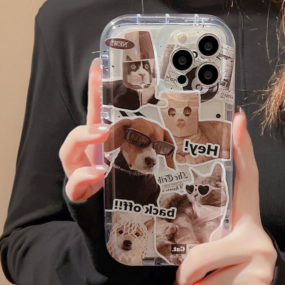 Ốp Điện Thoại TPU Mềm Chống Rơi Họa Tiết Cún Mèo Hoạt Hình Kiểu Retro Cho IPhone 11 14 13 12 Pro Max
