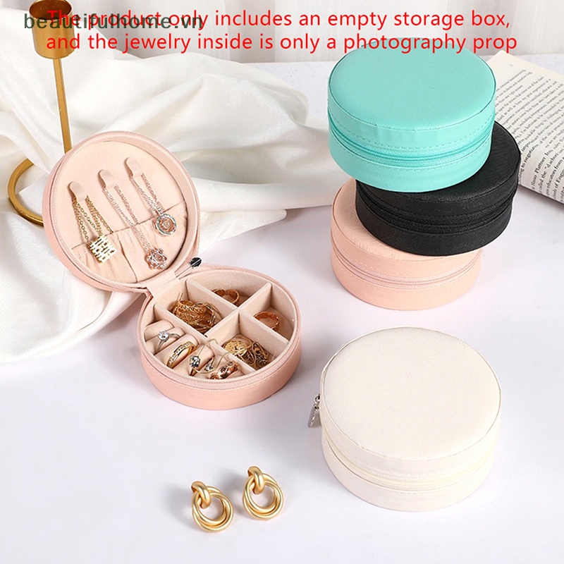1 Hộp Đựng Trang Sức Hình Tròn Có Khóa Kéo Tiện Dụng