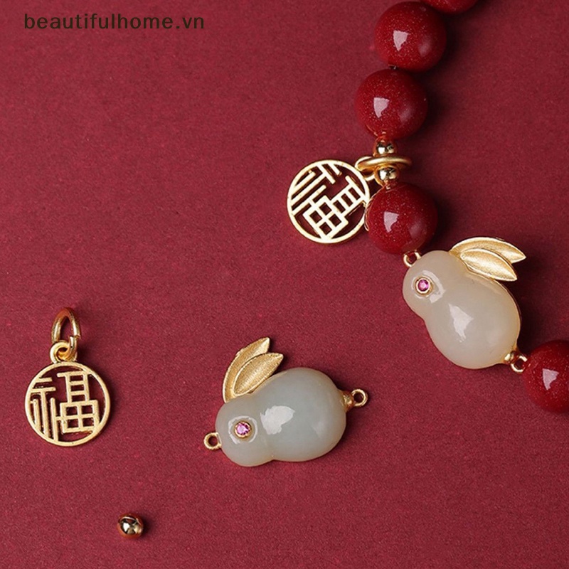 [beautifulhome] Vòng Tay Chuỗi Hạt Cinnabar Giả Thỏ May Mắn Trung Hoa Thủ Công Cổ Điển Thời Trang Sáng Tạo [beauty]