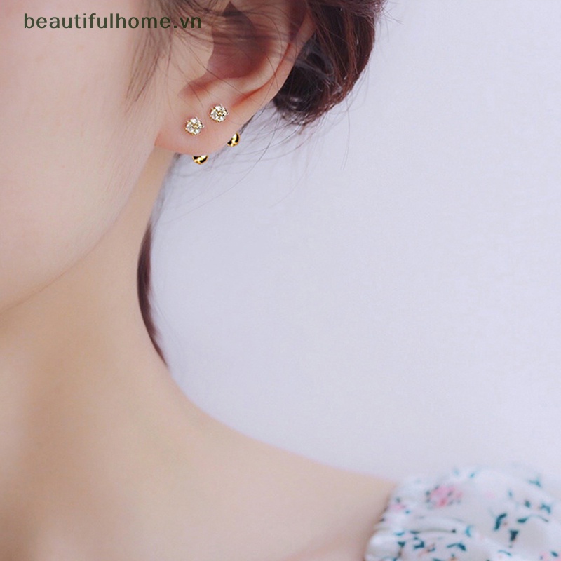 1 Đôi Bông Tai Hình Học Xoắn Ốc Đính Đá Zircon Thời Trang Cho Nữ