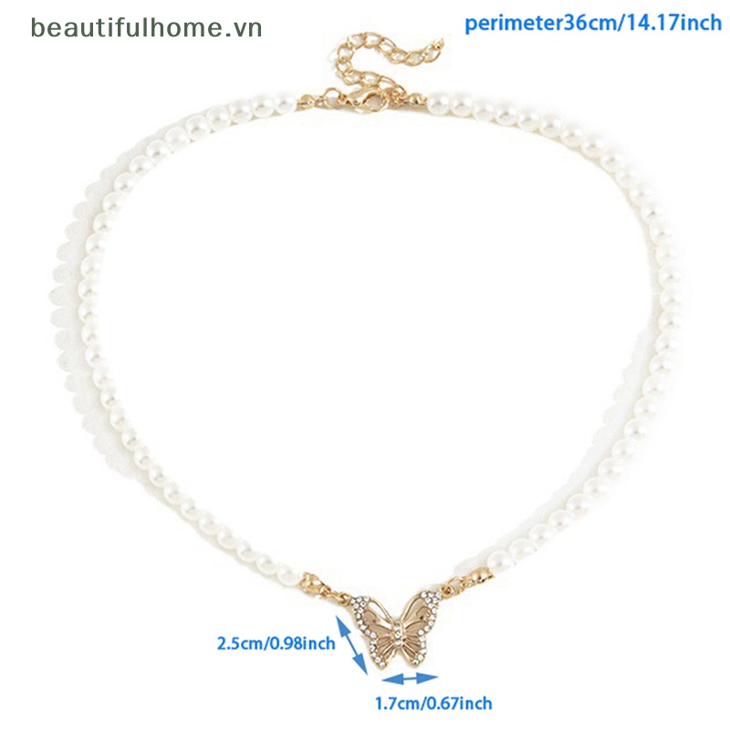 Vòng Cổ Choker Chuỗi Hạt Ngọc Trai / Bướm Thời Trang Vintage Thanh Lịch Cho Nữ