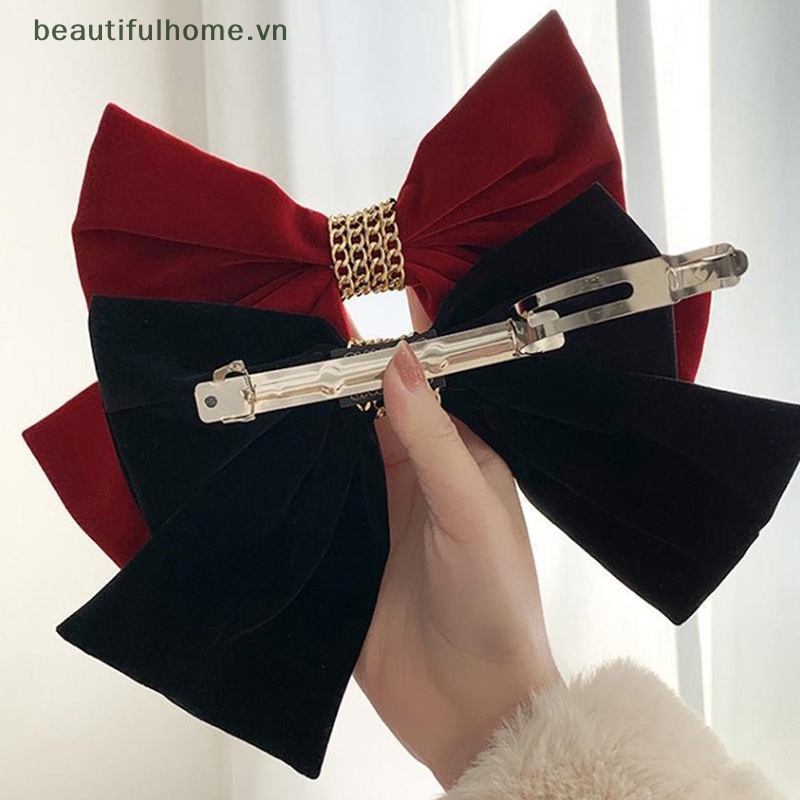 Kẹp Tóc Nơ Lớn Màu Đỏ Phong Cách Hàn Quốc Ngọt Ngào Cho Nữ [beauty]