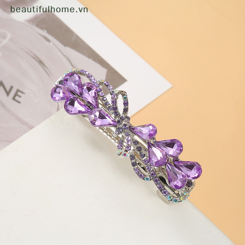 Kẹp Tóc Đuôi Công Đính Kim Cương Pha Lê Đa Năng