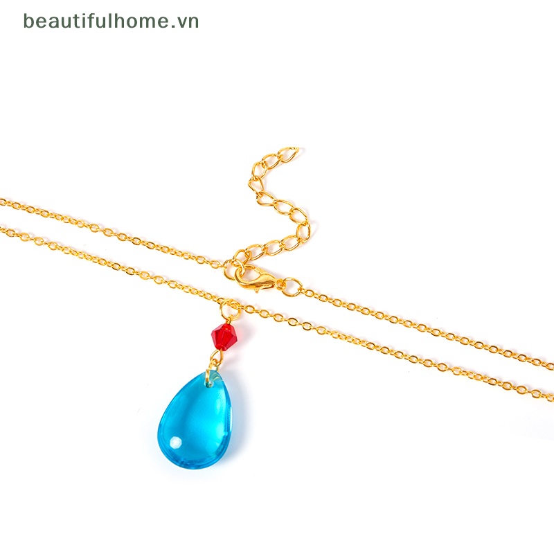 [beautifulhome] Vòng cổ Pha Lê Hình Giọt Nước Màu Xanh Dương Đơn Giản Phụ Kiện Hóa Trang Làm Đẹp Cho Nữ
