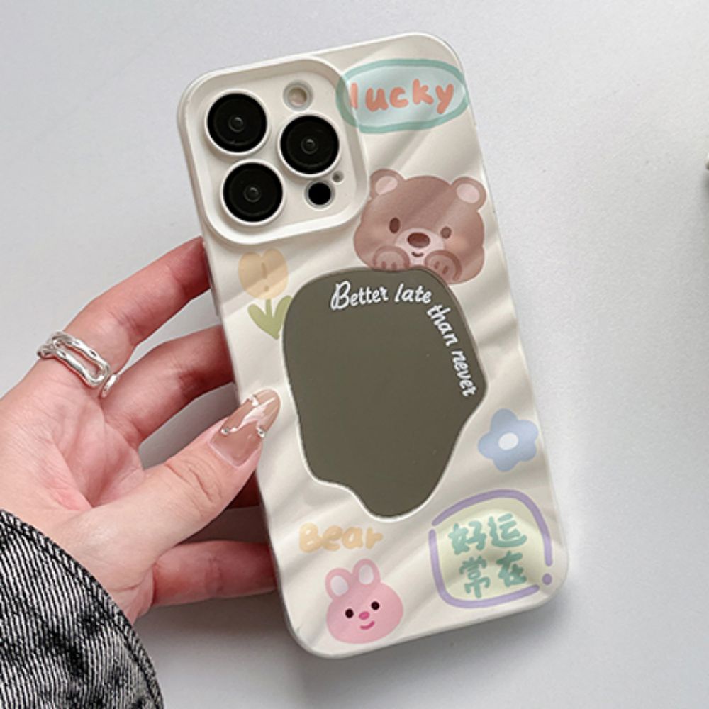 Ốp Điện Thoại TPU Mềm Chống Sốc Gắn Kèm Gương Hình Gấu / Thỏ 3D Dành Cho IPhone 11 14 13 12 Pro Max
