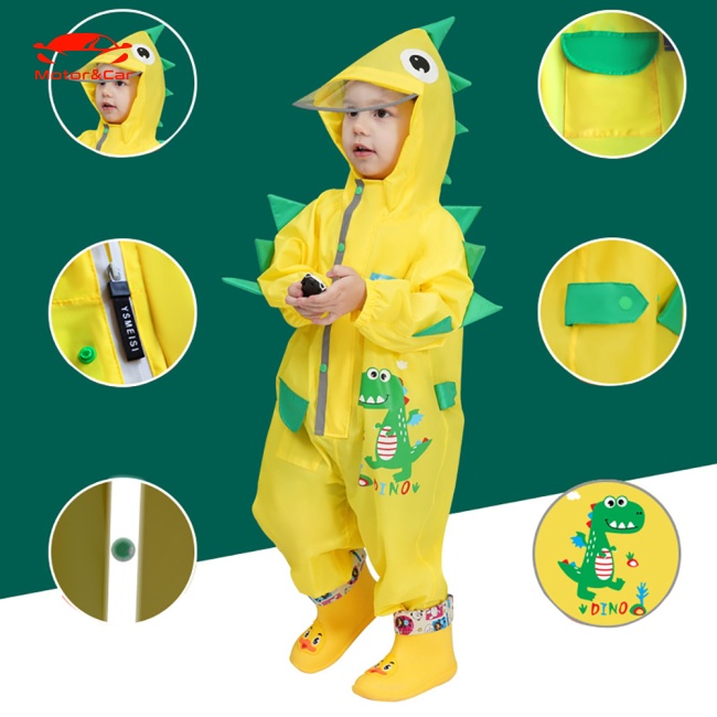 Áo Mưa Liền Thân Có Mũ Trùm Họa Tiết Hoạt Hình Phản Quang Dễ Thương Cho Bé Tiểu Học