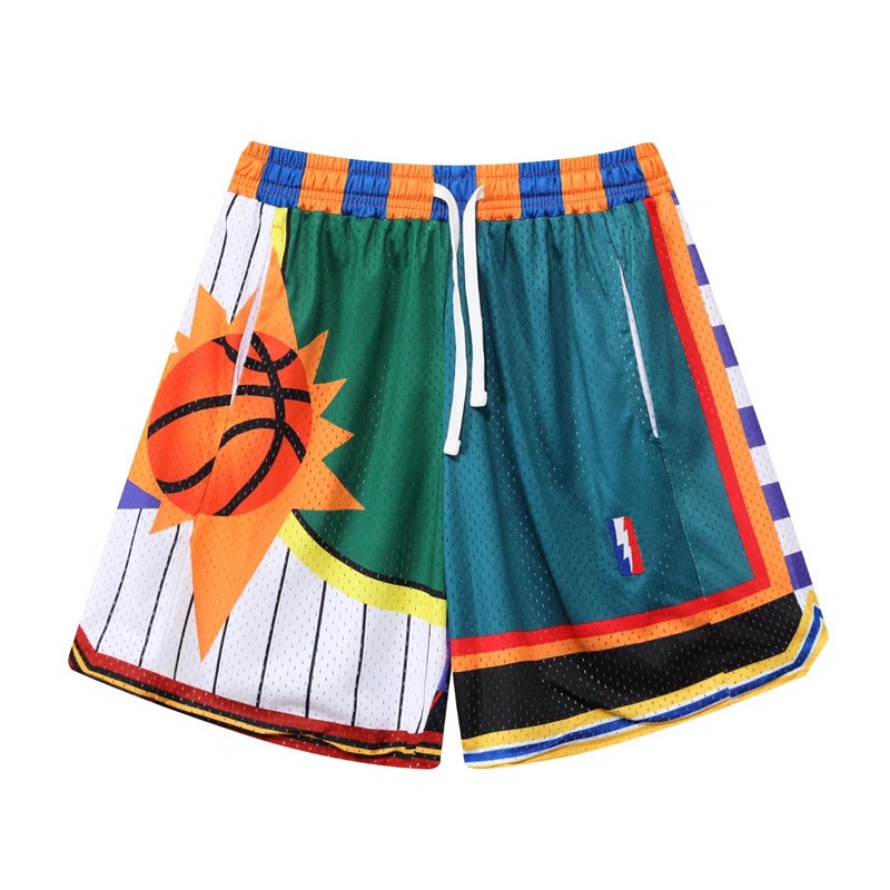 Quần Short Thể Thao Phối Lưới Hai Lớp Thoáng Khí Phong Cách Retro Cho Nam Nữ