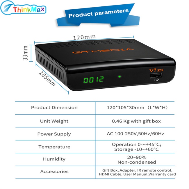 Thiết Bị Thu Sóng Vệ Tinh Fta Gtmedia V7 S2x Dvb-s2 Usb 1080p Full Hd V7hd