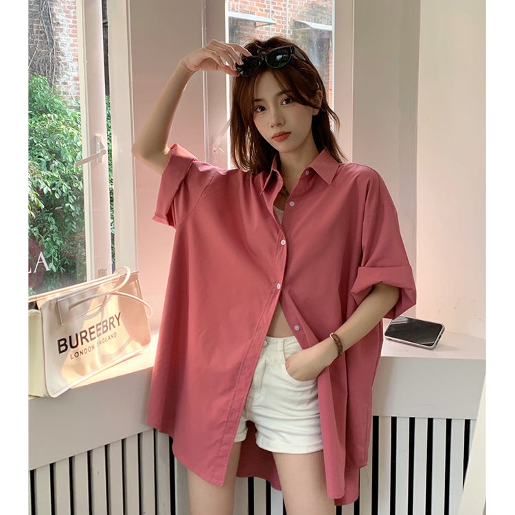 Áo Sơ Mi Chống Nắng Tay Ngắn Dáng Rộng Thiết Kế Mới Năng Động Thời Trang Dành Cho Nữ