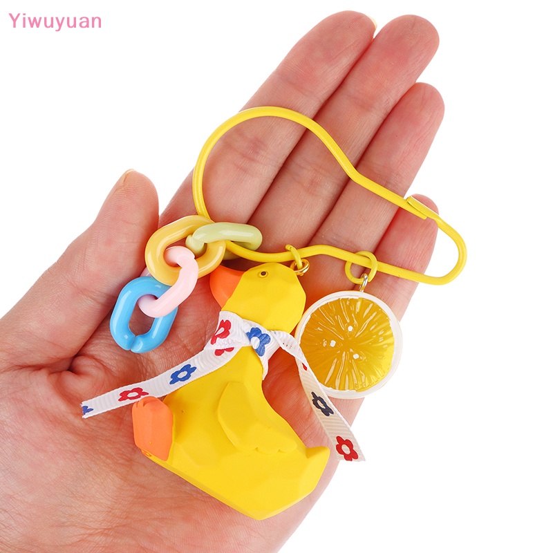 < Yiwuyuan > Móc Chìa Khóa Hình Vịt Vàng Nhỏ Thắt Nơ Hoạt Hình Dễ Thương Trang Trí Ba Lô Xe Hơi Ch