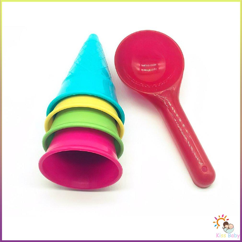 Cát Đồ Chơi Khuôn Làm Kem Muỗng Nhựa Bãi Biển Dành Cho Trẻ Em Kids Mùa Hè Ngoài Trời Giả Trò Nước Bánh [H/11]