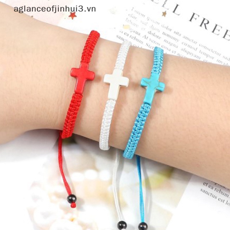 ~ Afhvn ~ Vòng Tay Dây Bện Mặt Thánh Giá Có Thể Điều Chỉnh Làm Quà Tặng Bạn Bè Cho Cặp Đôi
