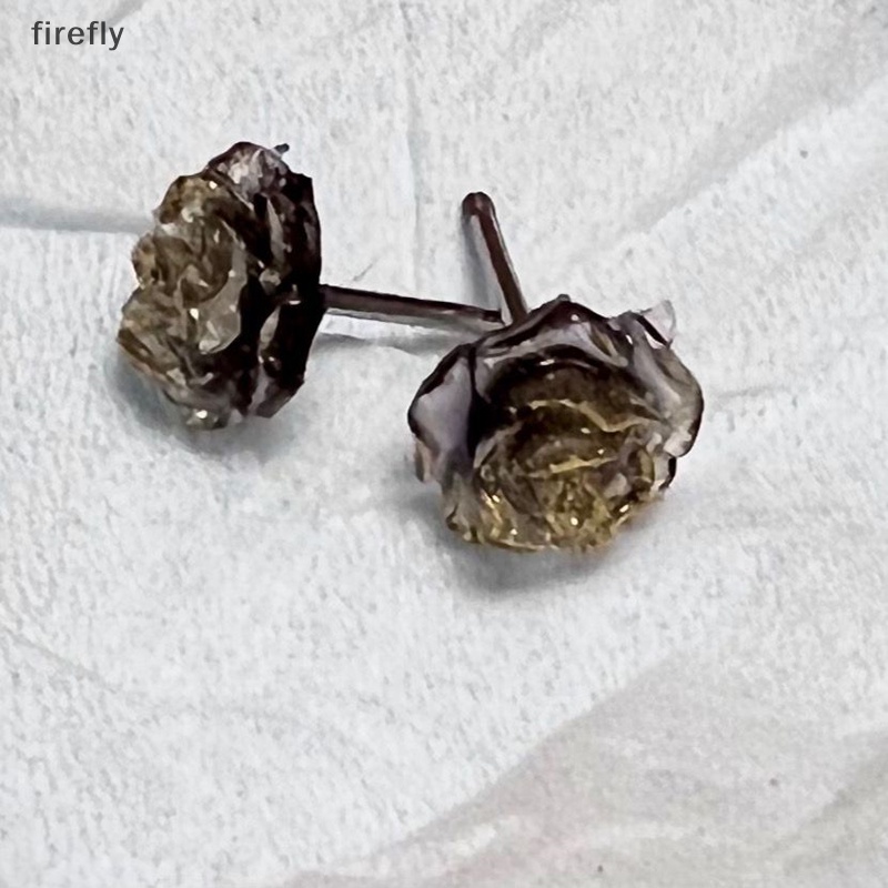 1 Đôi Bông Tai Hình Hoa Trà Lãng Mạn Bằng Thép Không Gỉ Chống Dị Ứng