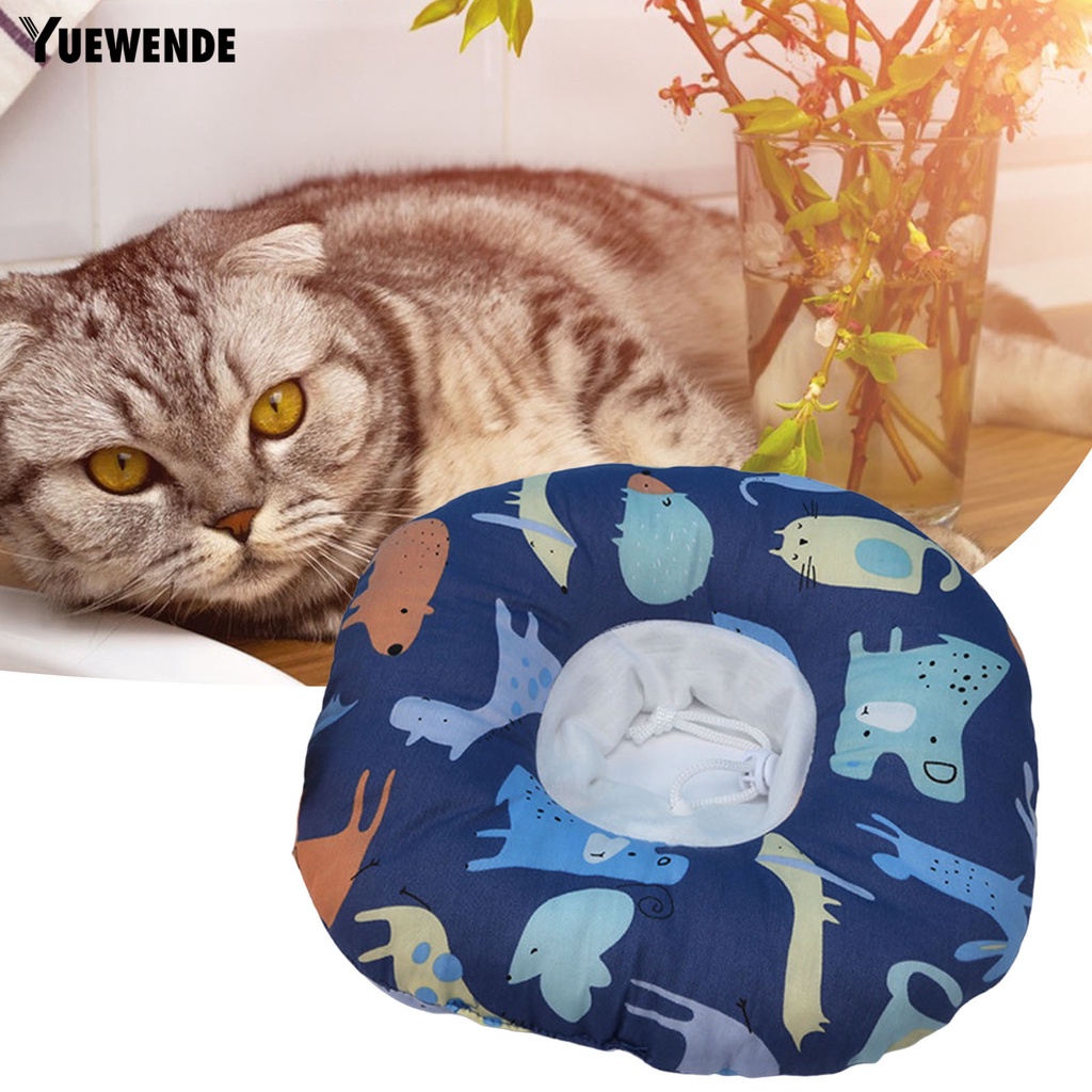 Yq.e Vòng Cổ Bằng Vải Bông Mềm Chống Cắn Chống Trầy Xước In Hoạt Hình Có Thể Điều Chỉnh Cho Thú Cưng