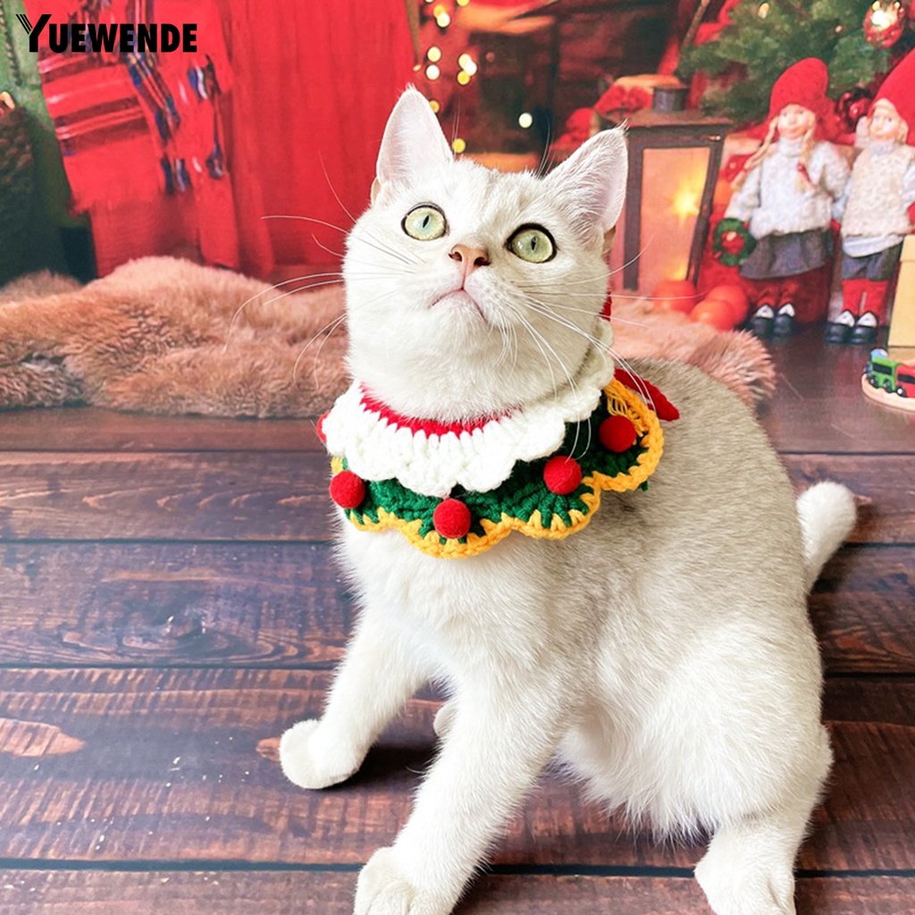 Yq.e Yếm Đeo Cổ Hai Lớp Thân Thiện Với Da Họa Tiết Cánh Hoa Trang Trí Giáng Sinh Dành Cho Thú Cưng