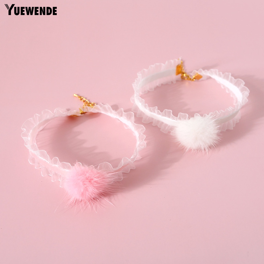 Yq.e Vòng Cổ Phối Lông Nhung Co Giãn Tốt Trang Trí Vòng Cổ Cho Mèo Cưng