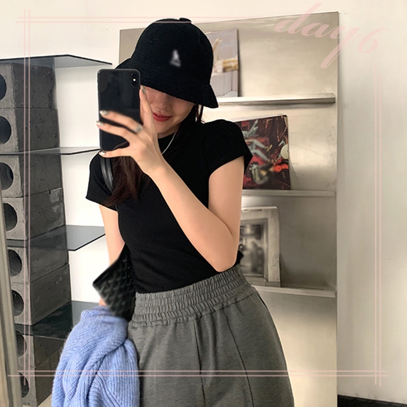 Áo Thun Nữ Tay Ngắn Màu Trơn Thời Trang Hàn Quốc