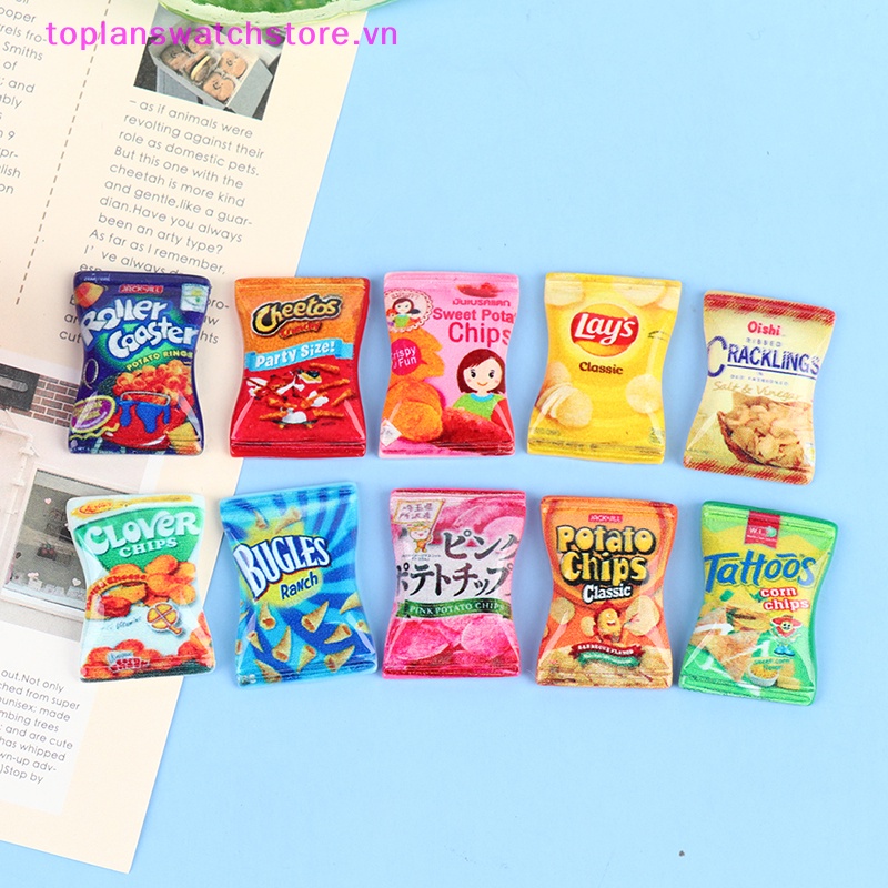 Set 10 Mô Hình Đồ Ăn Vặt / Khoai Tây Chiên / Kẹo Bằng Nhựa Resin Trang Trí Nhà Bú