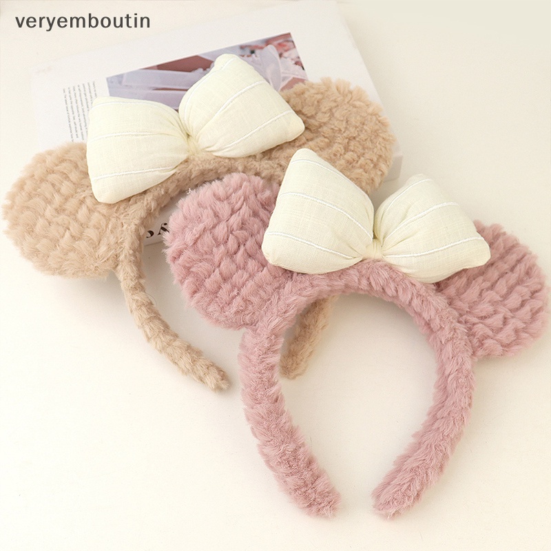Băng Đô Cài Tóc Vải Bông Hình Tai Gấu Không Trượt Thời Trang Cho Nữ