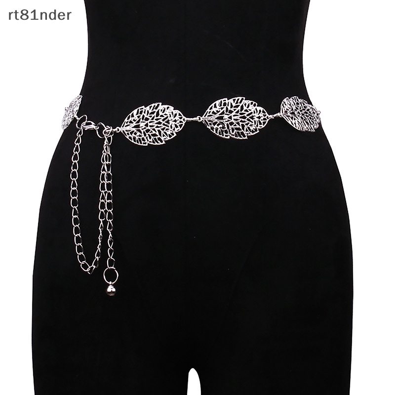 Rt Thắt Lưng Dây Xích Mảnh Bằng Kim Loại Hình Chiếc Lá Đơn Giản Thời Trang Cho Nữ