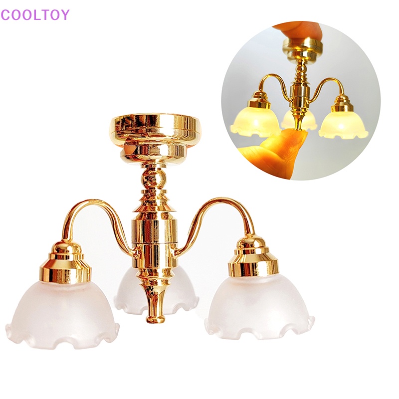 Đèn Trần Mini Màu Vàng Đồng Tỷ Lệ 1: 12 Dùng Trang Trí Nhà Búp Bê