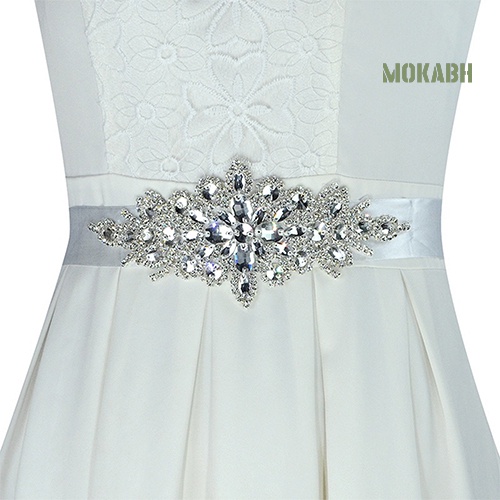 Thắt Lưng Đính Đá Và Ruy Băng Satin Trắng Dành Cho Cô Dâu