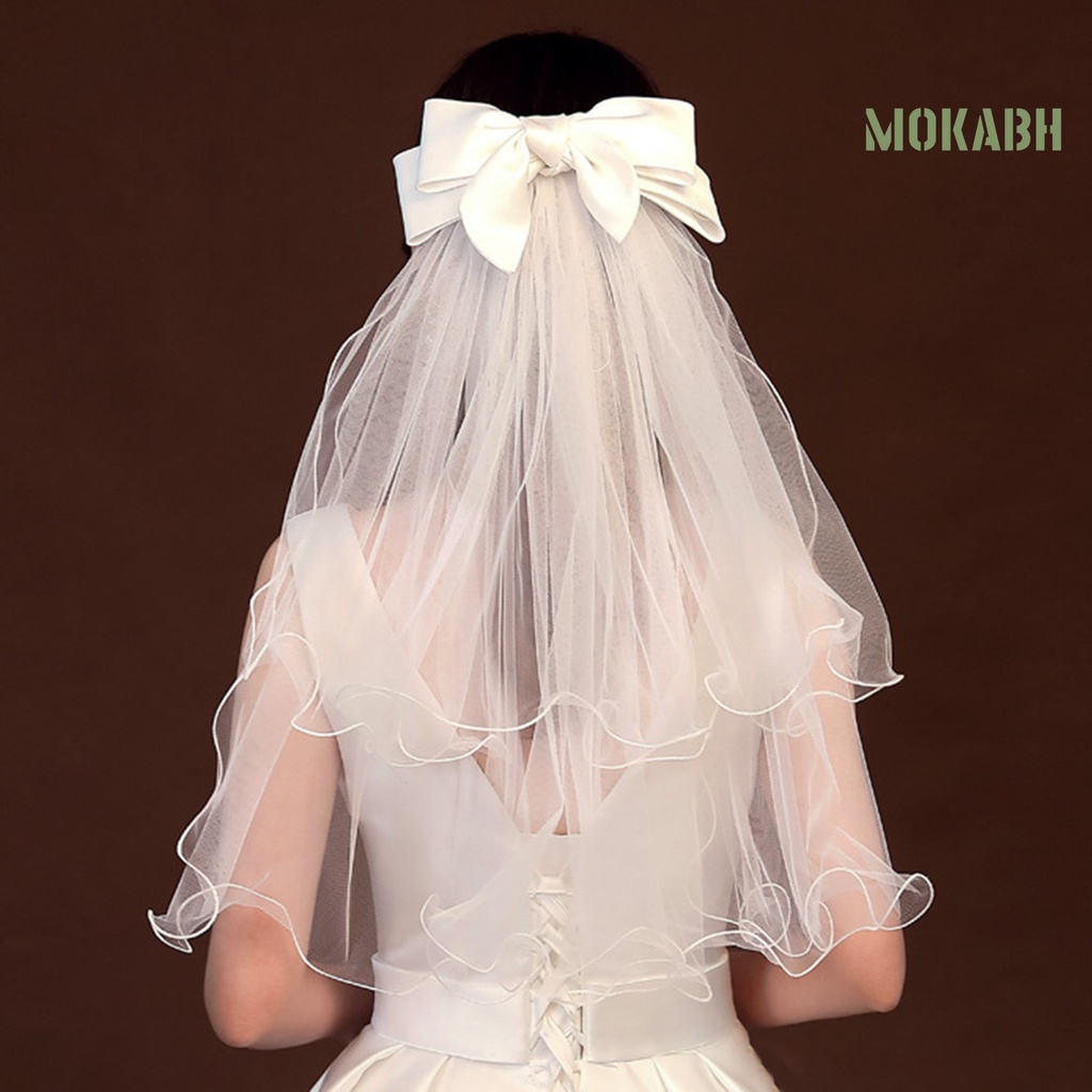 [Mokabh] Mạng Che Mặt Màu Trắng Dài Đẹp Thu Hút Thanh Lịch Thời Gian Uốn Tóc Cho Cô Dâu Cung Cấp