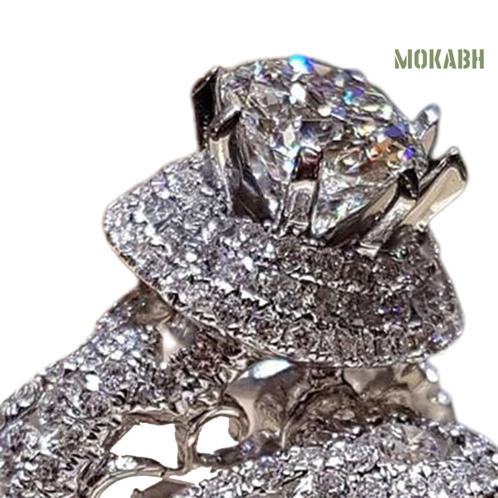 1 Cặp Nhẫn Cưới Đính Đá Cubic Zirconia Lấp Lánh Dành Cho Cặp Đôi