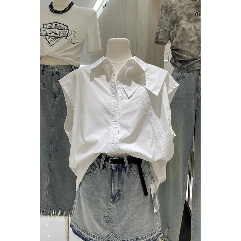 Áo Sơ Mi Không Tay Dáng Rộng Cài Nút Thời Trang Mùa Hè Hàng Mới 2023