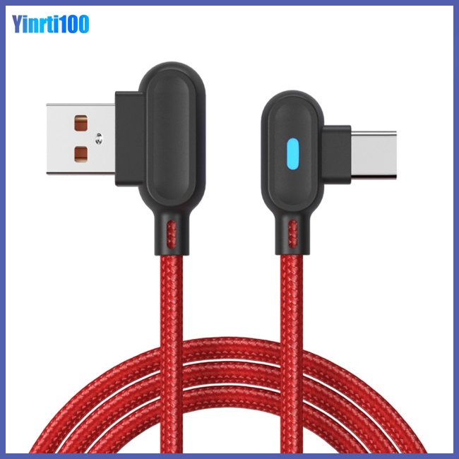 Dây Cáp Sạc Nhanh Truyền Dữ Liệu Type-c 90 Độ Có Đèn Phát Sáng Cho Điện Thoại Di Động
