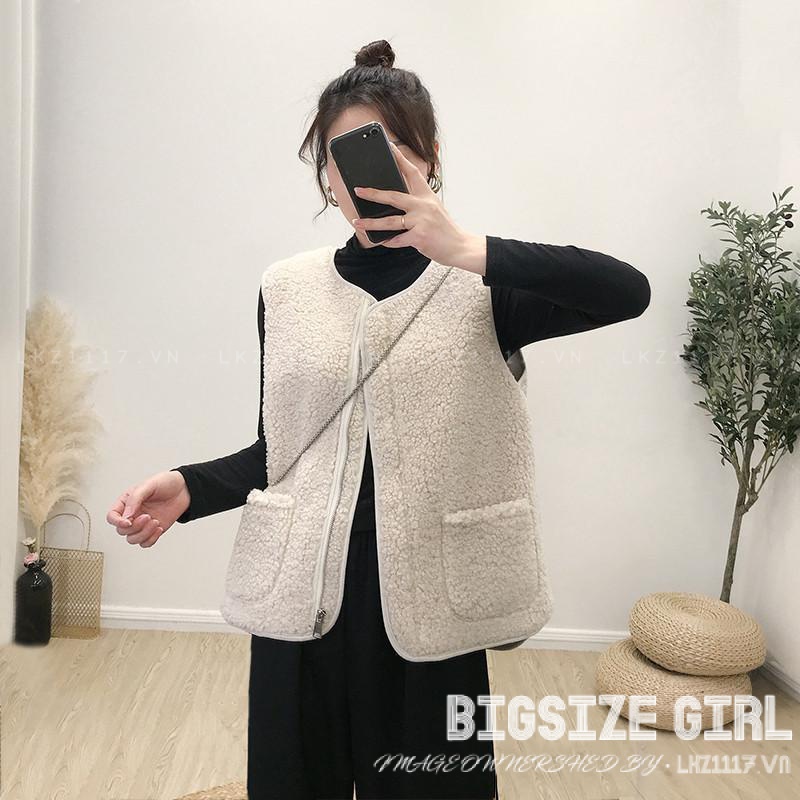Áo gile nữ Bigsize Áo ba lỗ kiểu Không tay cổ tròn trơn mùa thu Phong cách Hàn Quốc Thời Trang cá tính xinh đẹp cho người mập béo nữ