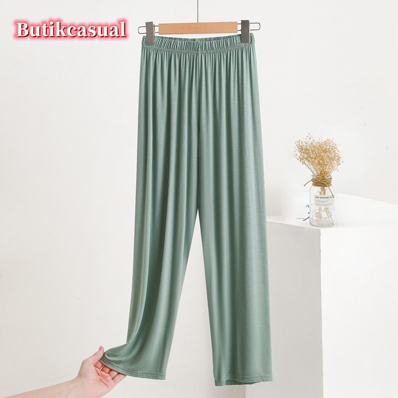 Quần Dài Cotton Lưng Thun Cao Dáng Rộng Có Túi Thời Trang Mùa Hè 2023 Mới Cho Nữ