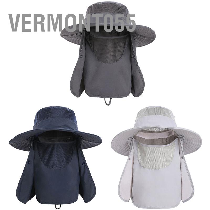 Vermont055 Mũ Chống Nắng UV Rộng Vành Nylon Thoáng Khí Nhanh Khô UPF 50 + Câu Cá Có Thể Tháo Rời mặt Cổ Sập Bao